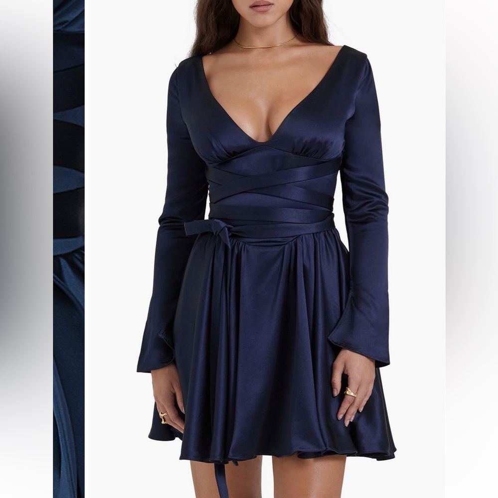 House of CB Navy Long Sleeve Dress